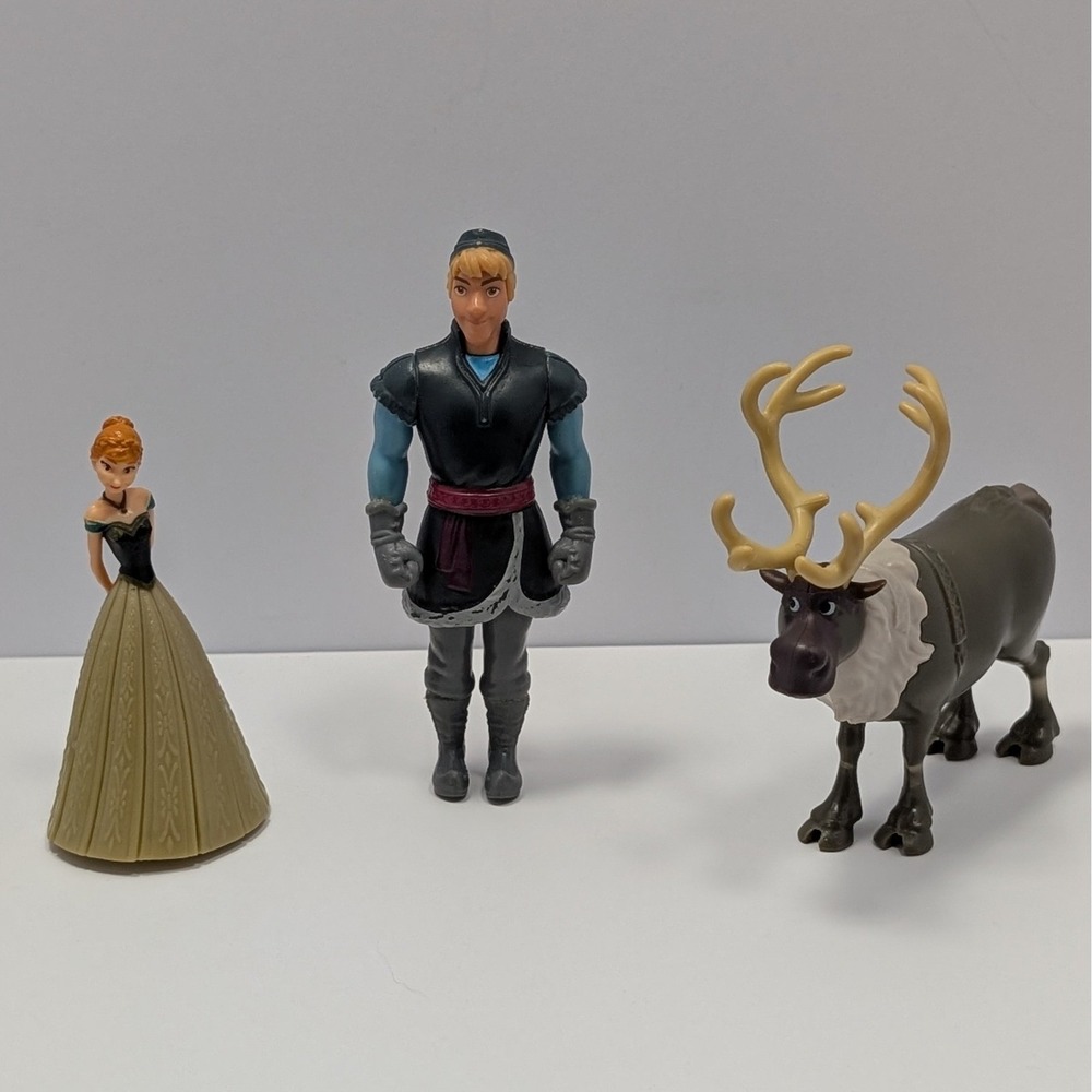 Disney Frozen Anna Kristoff Sven Mini Figurines Toy Set Kids